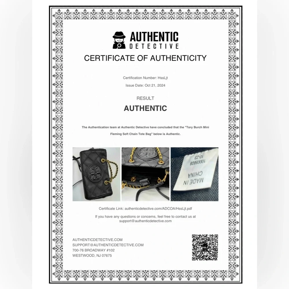 🆕 TORY BURCH 🧿 NWT Mini Fleming Soft Chain Tote - Black Leather -AUTHENTICATED